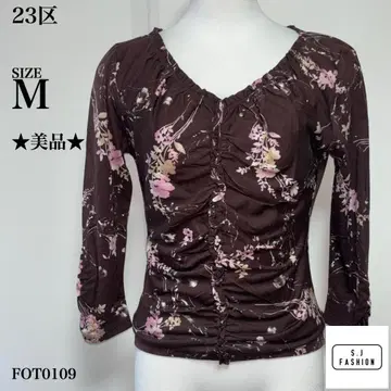 23구 꽃무늬 오부 소매 튜닉 온워드 카시야마 M 사이즈 브라운