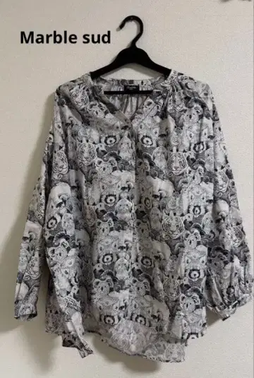 Marble SUD [ 새상품급 ] 동물 패턴 긴팔 셔츠 화이트/블랙