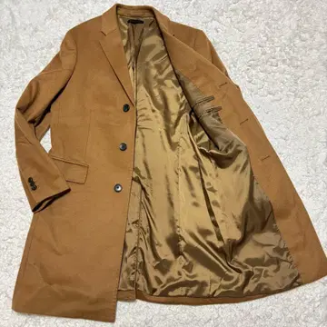 [컨디션 최상] 유니클로 캐시미어 혼방 울 체스터 코트 카멜 비버 마감