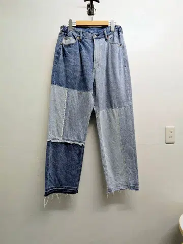 재구축 패치워크 와이드 데님 이지 팬츠 리빌드