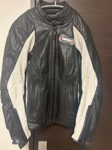 Z1R 화이트 블랙 가죽 오토바이 자켓