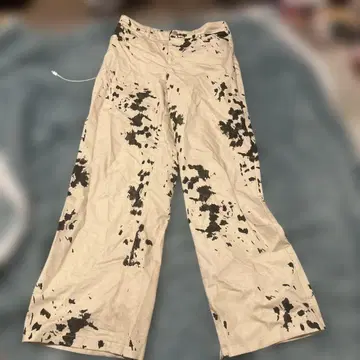 카모 패턴 코튼 와이드 팬츠