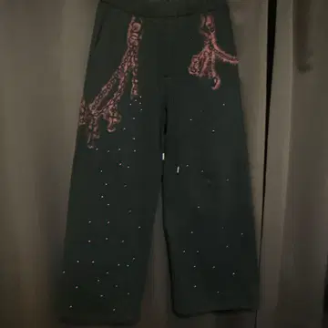 GRANCY 큐빅 디자인 레이어드 스웨트 팬츠 블랙 M