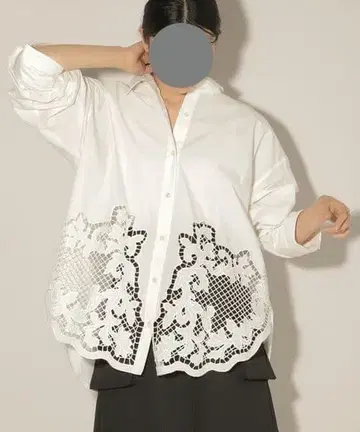 밴야드 스톰 레이스 장식 오버 사이즈 셔츠