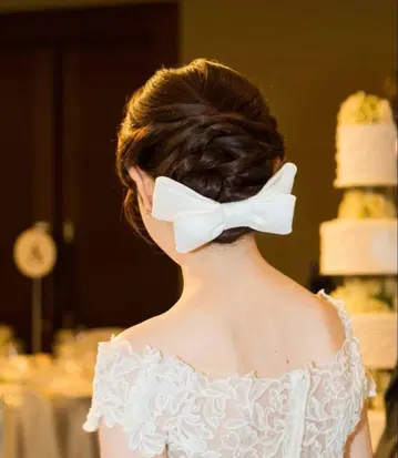 브라이덜 리본 본넷 새틴 화이트