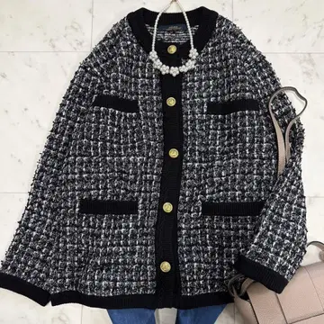 새상품급 레리움 TWEEDY 니트 자켓 트위드 가디건 2024