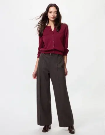 새상품급 유니클로 브러쉬드 저지 와이드 팬츠 M 다크 브라운