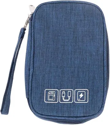 [ 미사용 ] 네이비 트래블 파우치 메쉬 포켓 부착