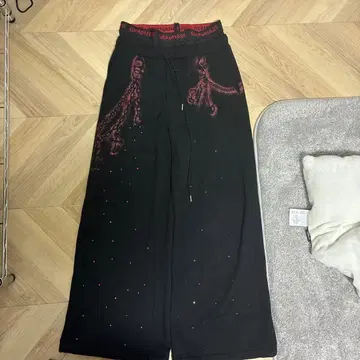 GRANCY 큐빅 스웨트 팬츠 블랙 M 사이즈