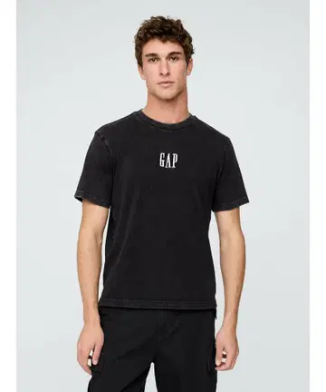릴랙스 헤비 웨이트 GAP 로고 T셔츠 갭 블랙 반팔