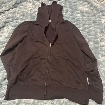 HAPPY WALK y2k 블랙 풀 집업 후드 부착 후드티