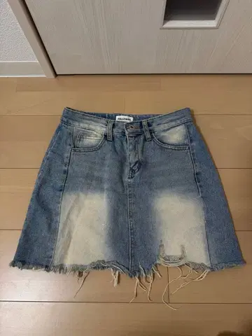FOLLOWIN 빈티지 데미지 데님 스커트