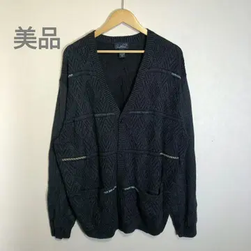 90s 빈티지 총 패턴 니트 가디건 네이비 / 새상품급