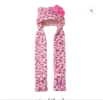 USJ 레오파드 무늬 퍼 리본 키티 머플러 햇