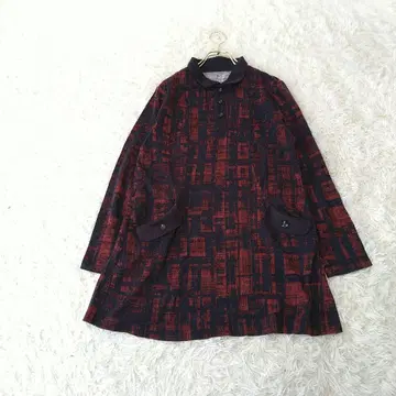 St. VERMEER 울 체크 무늬 긴팔 튜닉 원피스 38 레트로 y2k