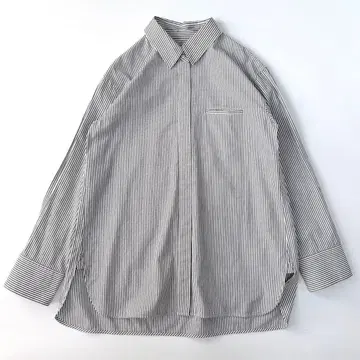 새상품급 에부르 2way 로건 코튼 스트라이프 셔츠 블라우스 스트라이프