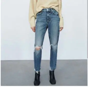 새상품급 ZARA 립드 슬림진스 데미지 데님