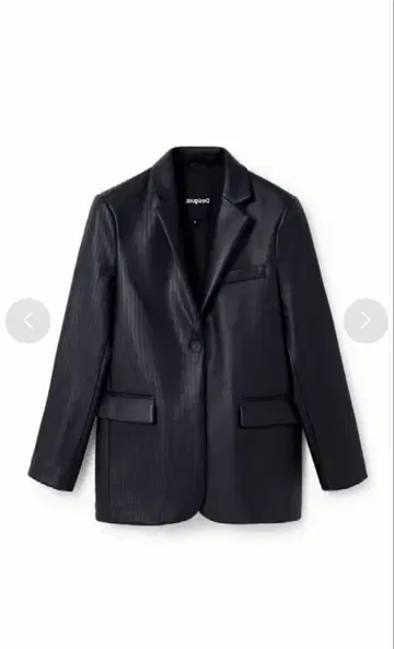 [ 미사용 새상품 ] Desigual 데시구알 블랙 가죽 테일러드 자켓