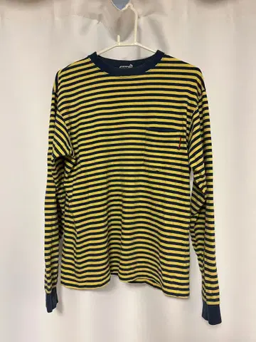 GOODENOUGH 굿이너프 롱T 보더 셔츠 파랑 옐로우 컬러