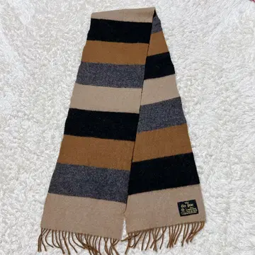 Glen Prince 램스울 남성용 머플러 보더 카멜 그레이