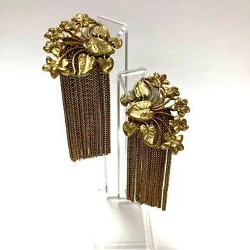 빈티지풍 골드 꽃 프린지 귀찌 프랑스제