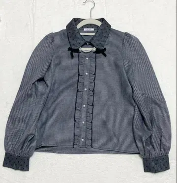 Pal elfy 하운드투스 체크 블라우스 팔엘피 블랙