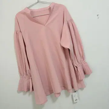 오파크 클립 플리츠 캔디 슬리브 블라우스