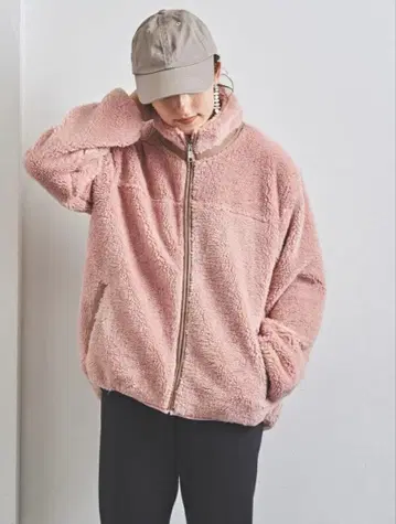 UNITED ARROWS 파이핑 보아 블루종 핑크