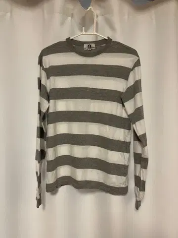 GOODENOUGH 굿이너프 롱T 보더 셔츠 그레이 화이트