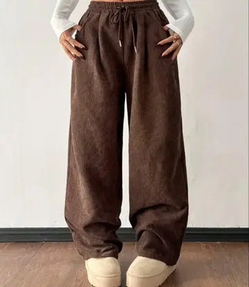 브라운 XL 와이드 팬츠 코듀로이 팬츠