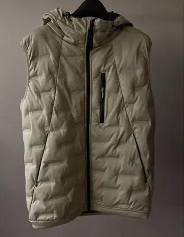 워크맨 베이지 후드 부착 다운 베스트 M 사이즈