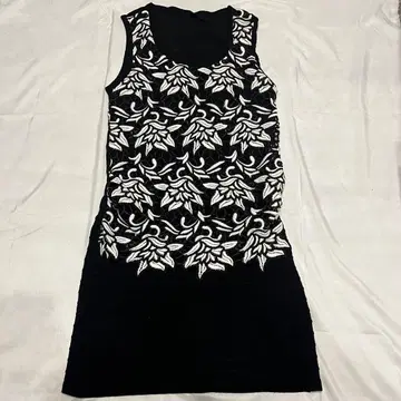 00s vintage 슬리브리스 꽃무늬 자수 원피스