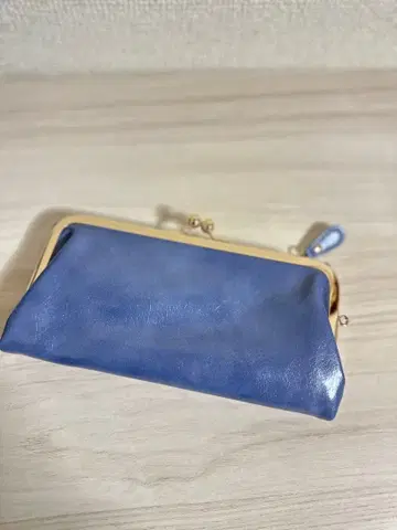 파란 가죽 가마구치 장지갑 미사용 새상품