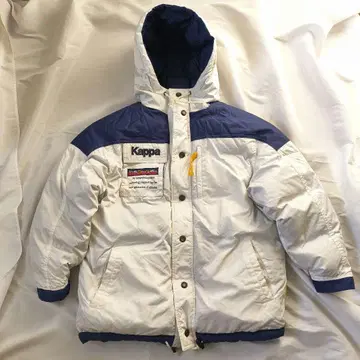 Kappa 후드 부착 다운 자켓 화이트 네이비 M 빈티지