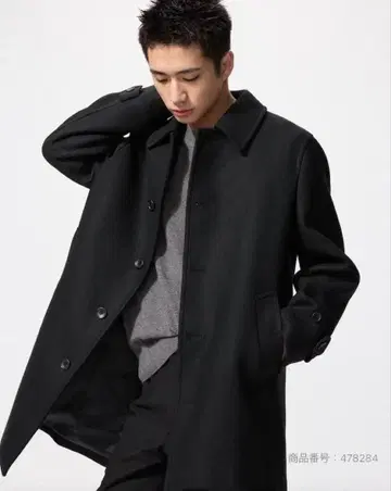 싱글 브레스티드 코트 (유니클로)