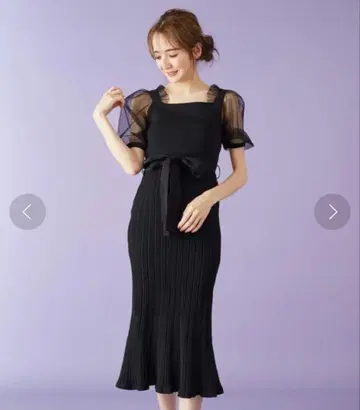 MIIA 미아 시어 머메이드 니트 원피스 시스루