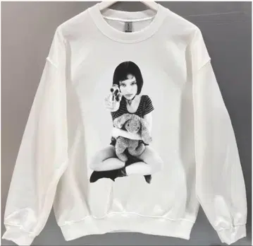 남녀 공용 영화 레온 마틸다 포토 프린트 맨투맨/화이트