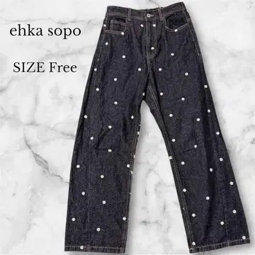 에카 소포 데님 와이드 팬츠 스트레이트 꽃무늬 와이드 실루엣 캐주얼