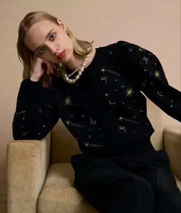 eimyistoire 스타 자수 니트