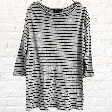 23KU 컷소 7부 소매 보더 심플 그레이 블랙 M