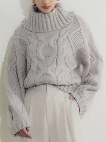 La Belle Etude 볼륨 케이블 터틀 니트 PNK