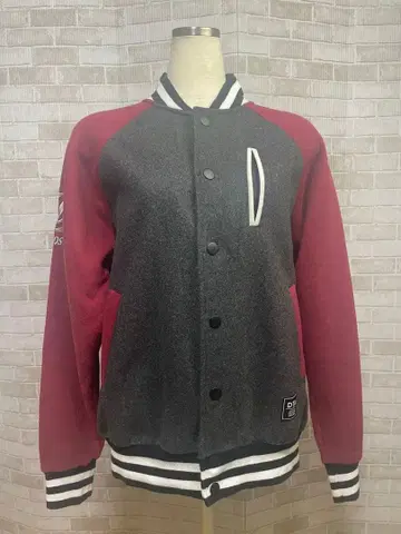 DTA ROGUE STATUS 울 바시티 자켓 그레이 와인 레드 M