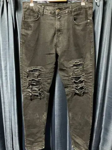 데미지 가공 스키니 데님 블랙 사이즈 36