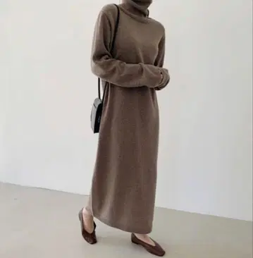 터틀넥 니트 롱 원피스