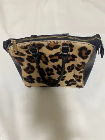 퍼 레오파드 무늬 미니 핸드백