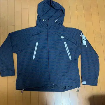 9090 네이비 체크 무늬 마운틴 후드티 나일론 자켓