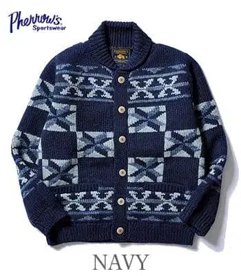 페로우즈 핸드메이드 니트 스웨터 가디건 미사용 새상품 navy