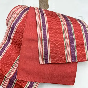 순수 실크 치쿠젠 원조 하카타오리 반폭 오비 소포장 미사용