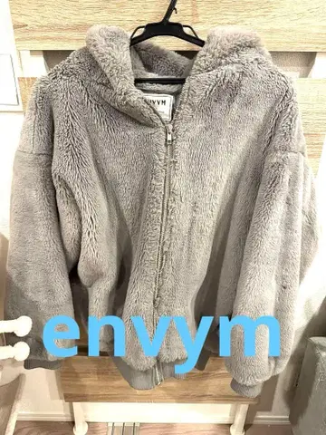 그레이 플리스 후드 부착 자켓 envym