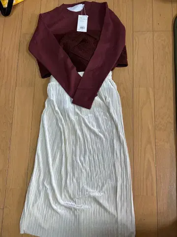 AZUL 벨로아 스커트 & 니트 스웨터 2종 세트